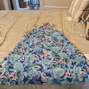 Vibrant Blue and Pink Patterned Dress